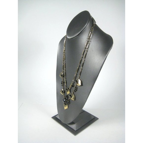 UPCYCLED Goldtone Panel Chain Necklace 23 Inch Multi Strand Jewelry Charm - Picture 5 of 8